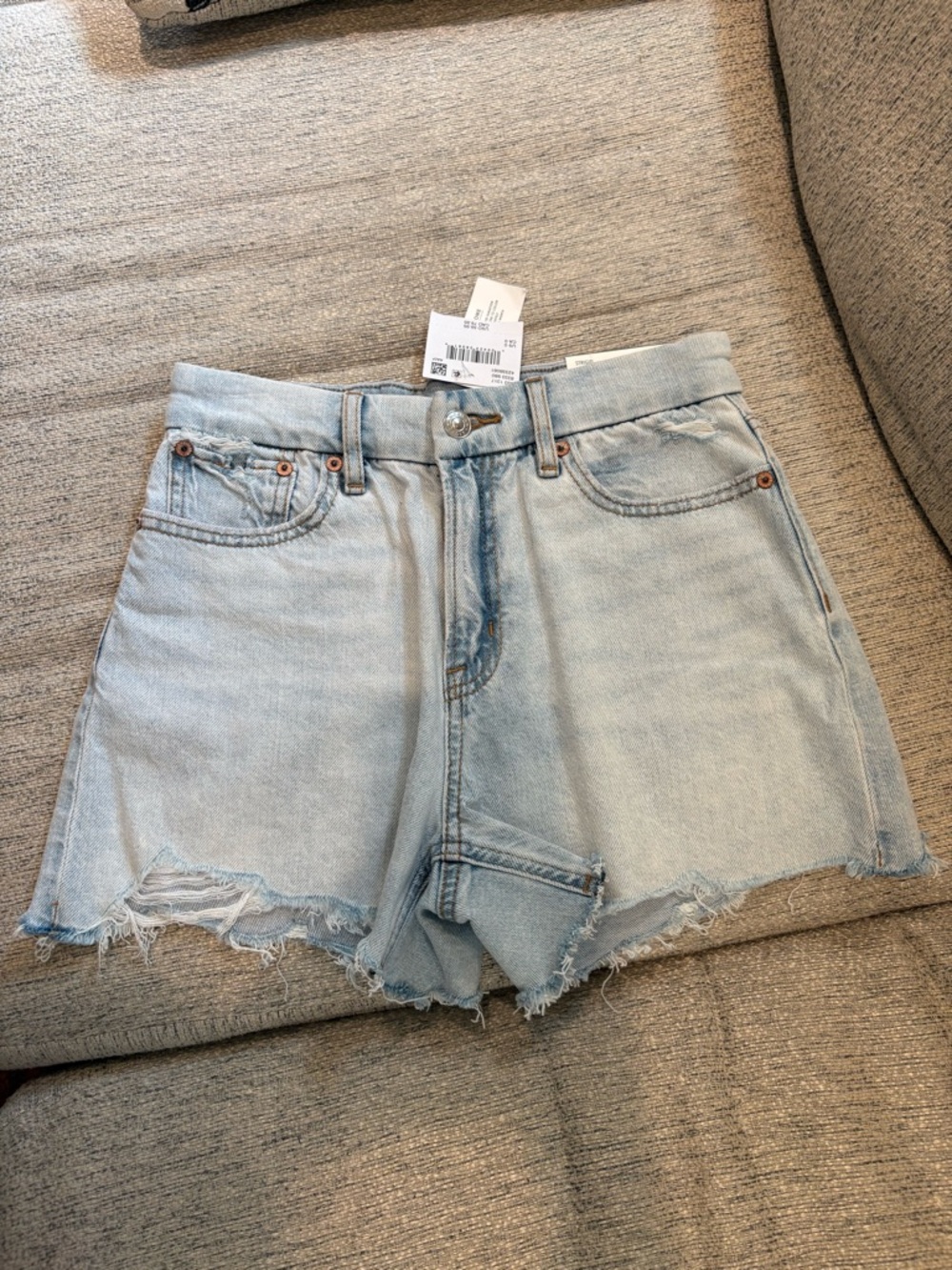 American Eagle Outfitters Light Blue Distressed Denim Shorts